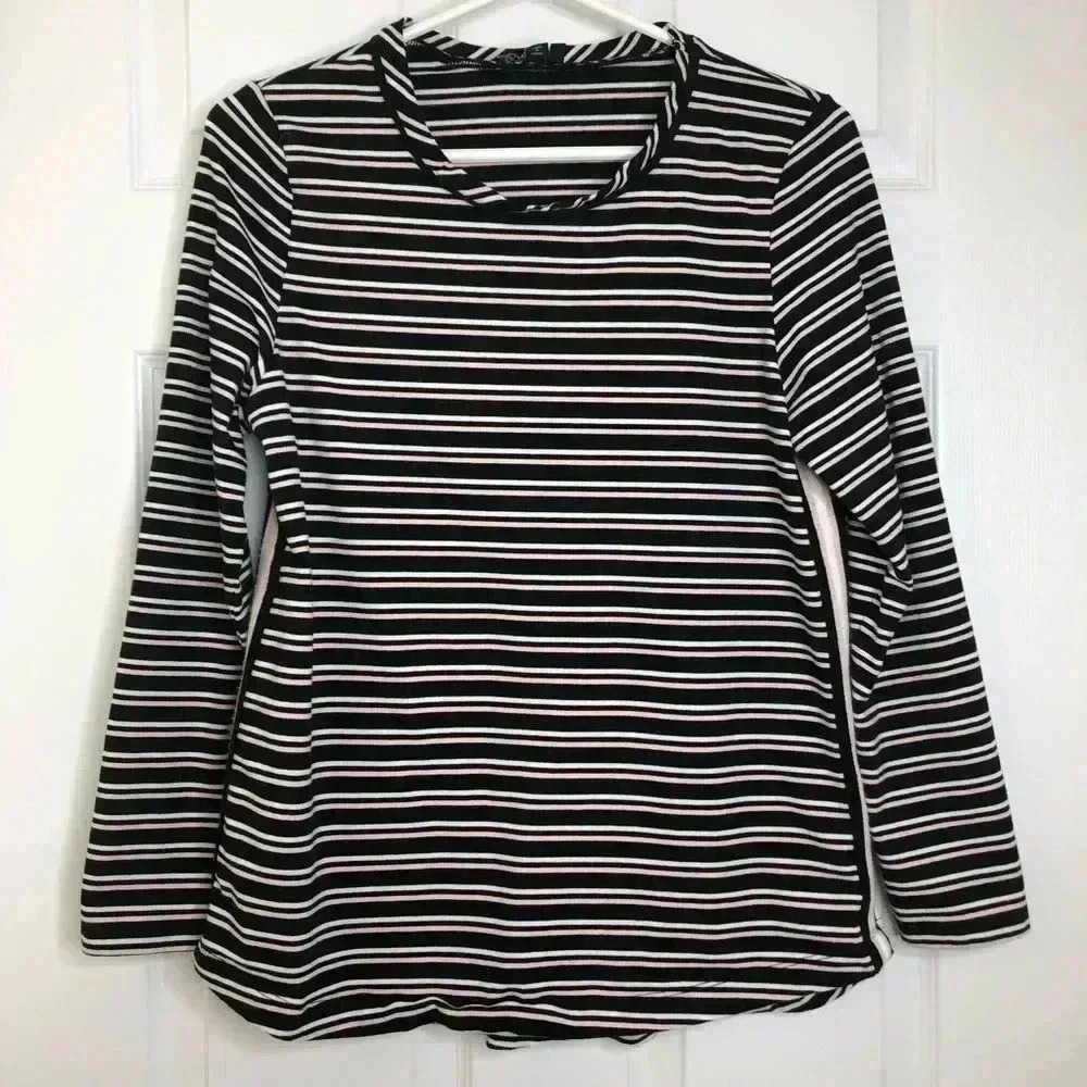 Bylyse Spenard Long Sleeved Shirt Striped Black, Pink, & White Size Small